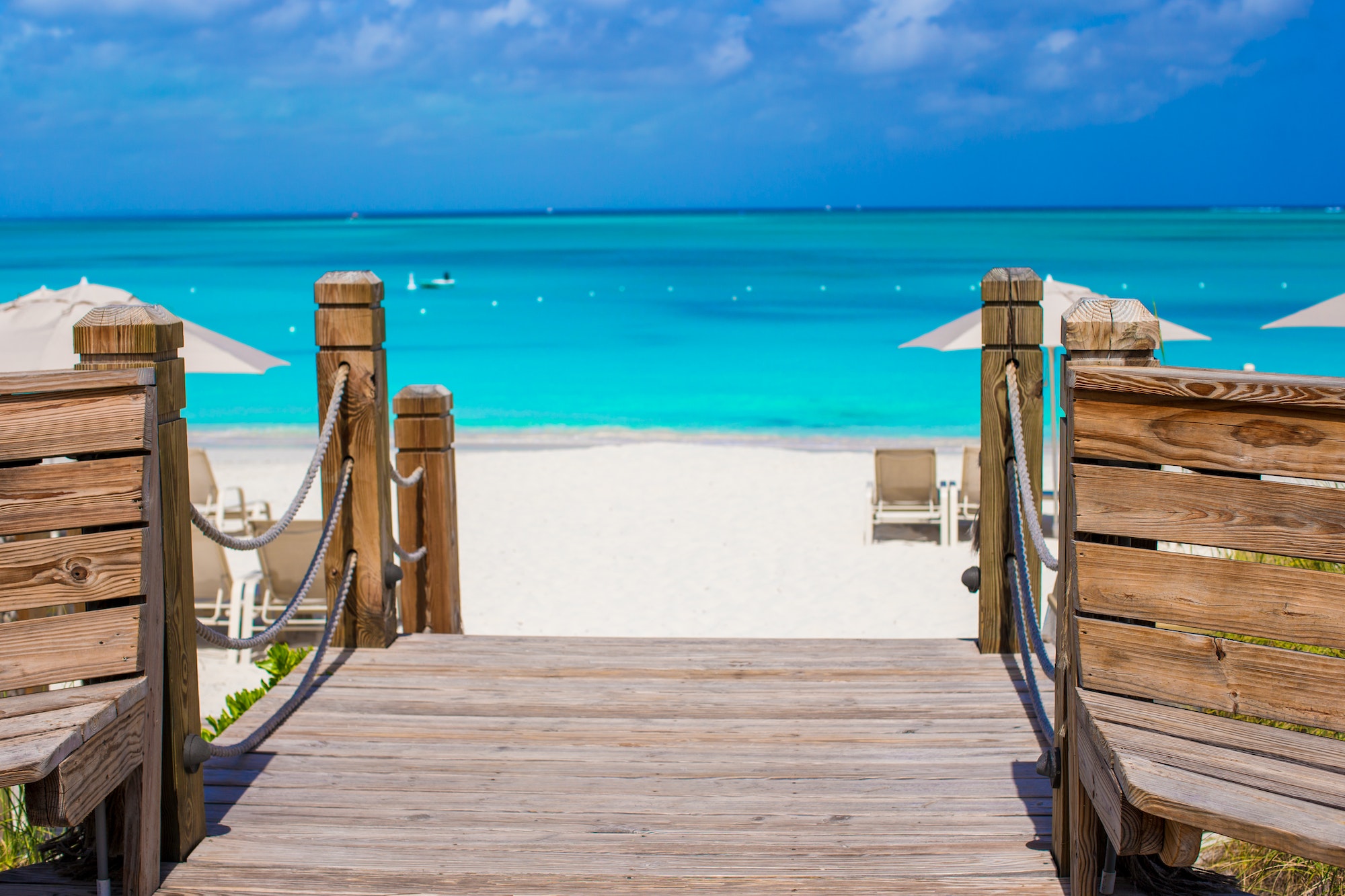 Beautiful tropical landscape on Providenciales Island in the Turks and Caicos, Caribbean